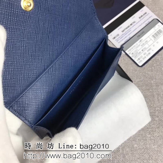 PRADA普拉達 專櫃最新款 十字紋牛皮 女士超級小卡包 1MC122 DD1244